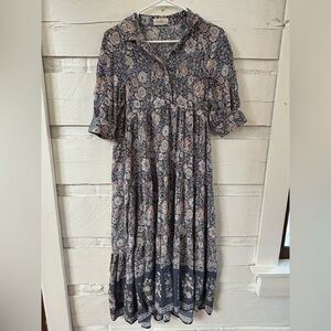 Natural Life Rebecca Dress • Navy Floral Tiered Maxi • Size Small